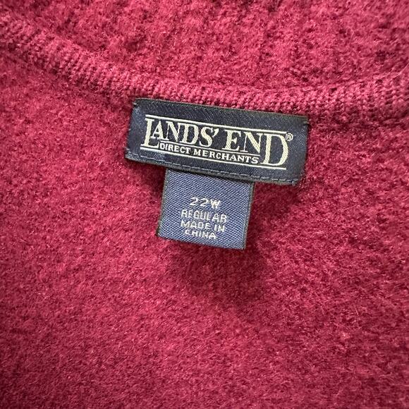 Lands' End Sweater Shacket WMNS Plus Size 22W Burgundy Zip Up Wool Jacket Warm - Picture 6 of 10